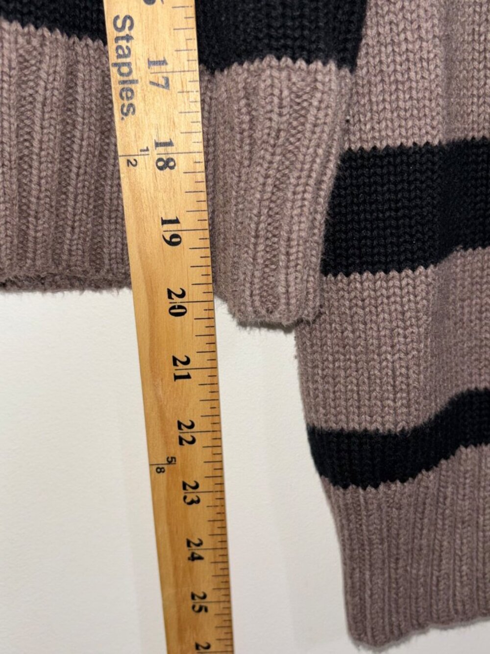 Gap Brown Stripe Cotton V-Neck Polo Sweater Size L Petite - Picture 9 of 12